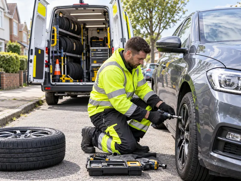 RRM Tyre mobile van out on the road in Birmingham